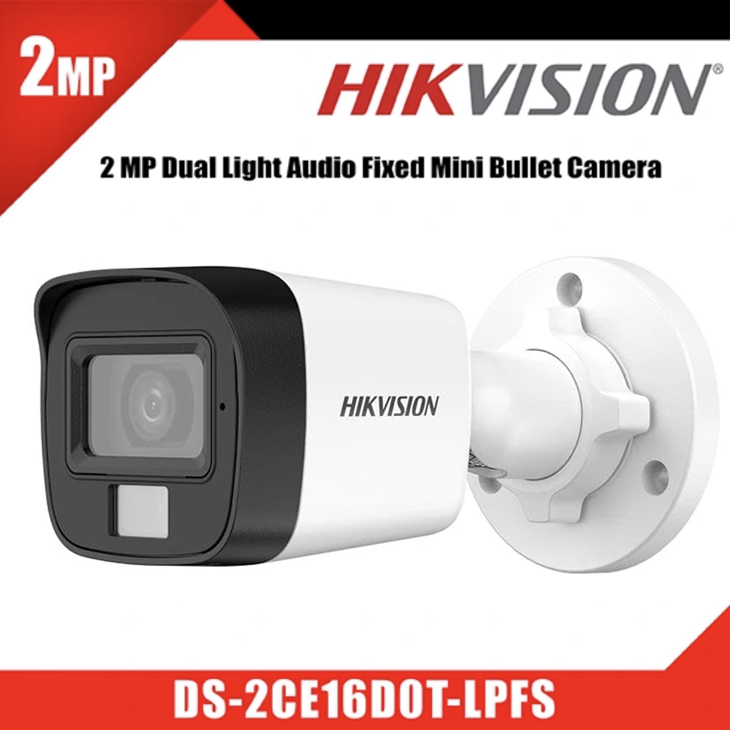 Hikvision DS-2CE16D0T-LPFS (2.0MP) CC Camera Bullet (Built in Audio)